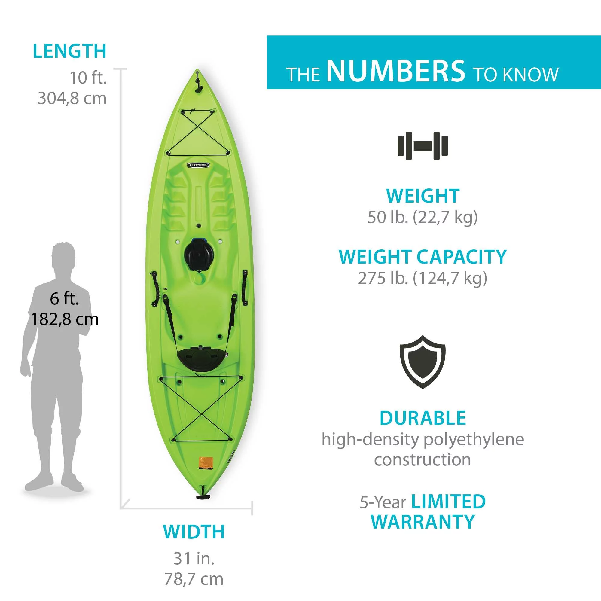 Lifetime Tahoma 10 ft Sit-on-Top Kayak, Lime Green (90816) - Levo Sportswear