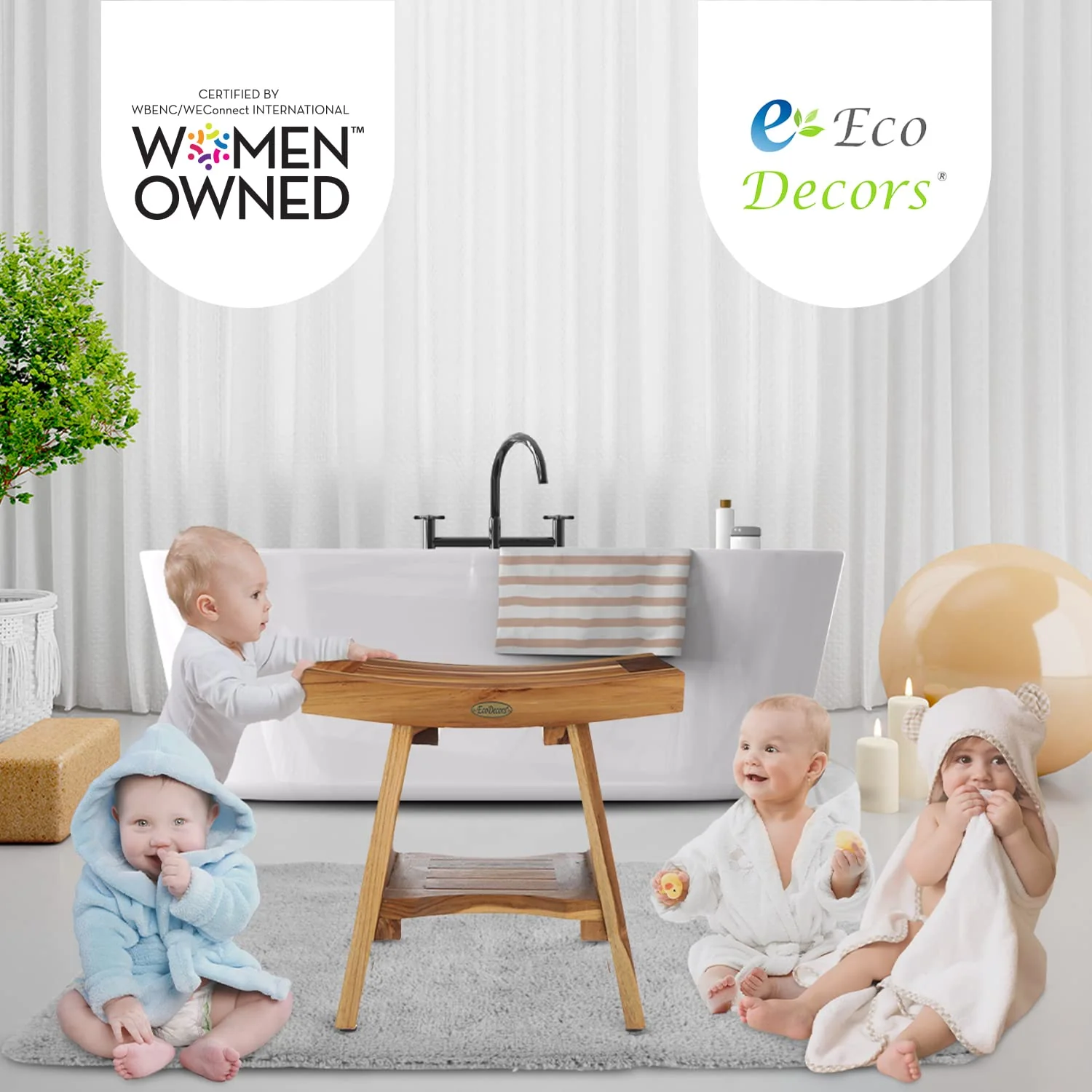EcoDecors 18 Inch Teak Shower Bench - Levo Sportswear