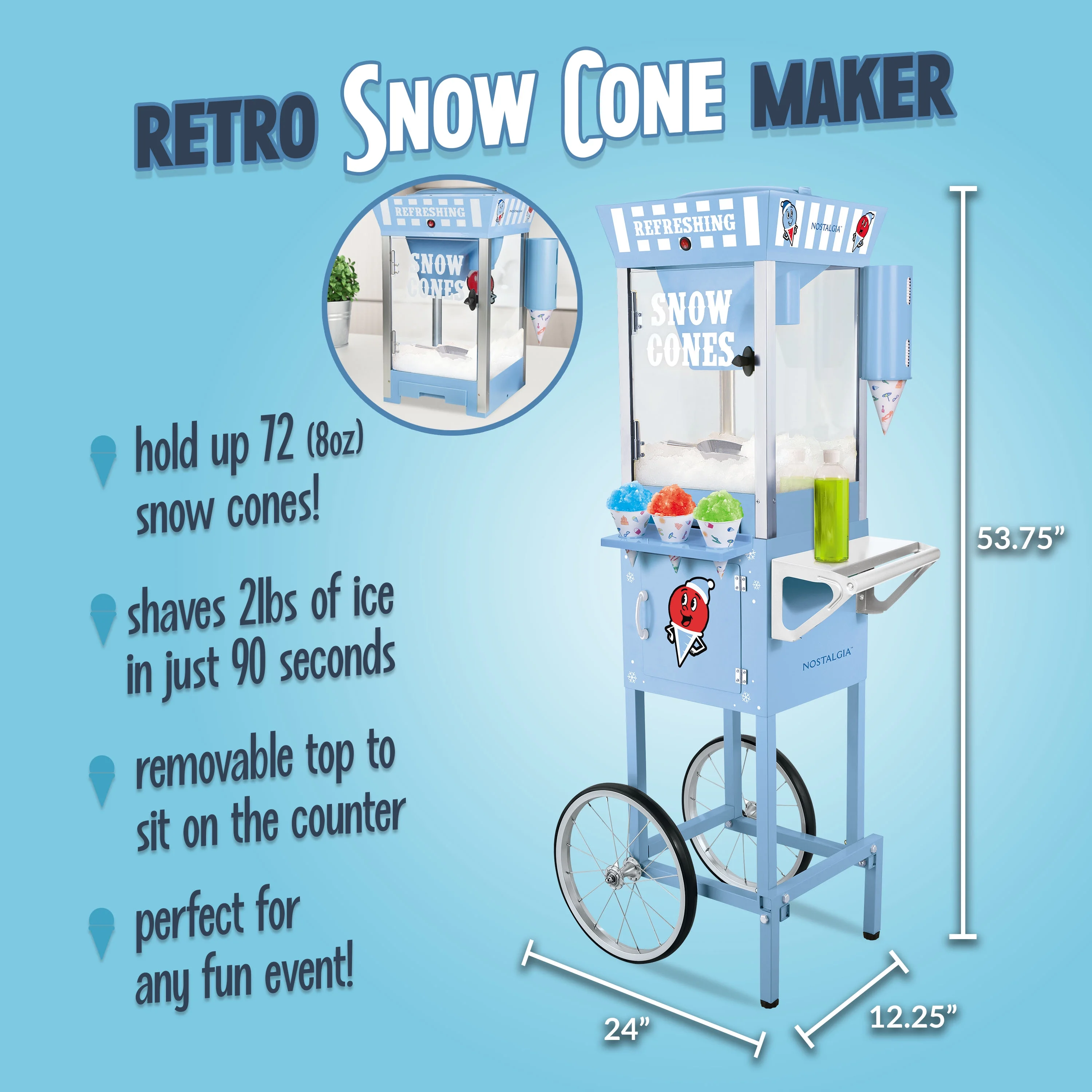 Nostalgia  54 in. Old Fashioned Snow Cone Cart - Levo Sportswear