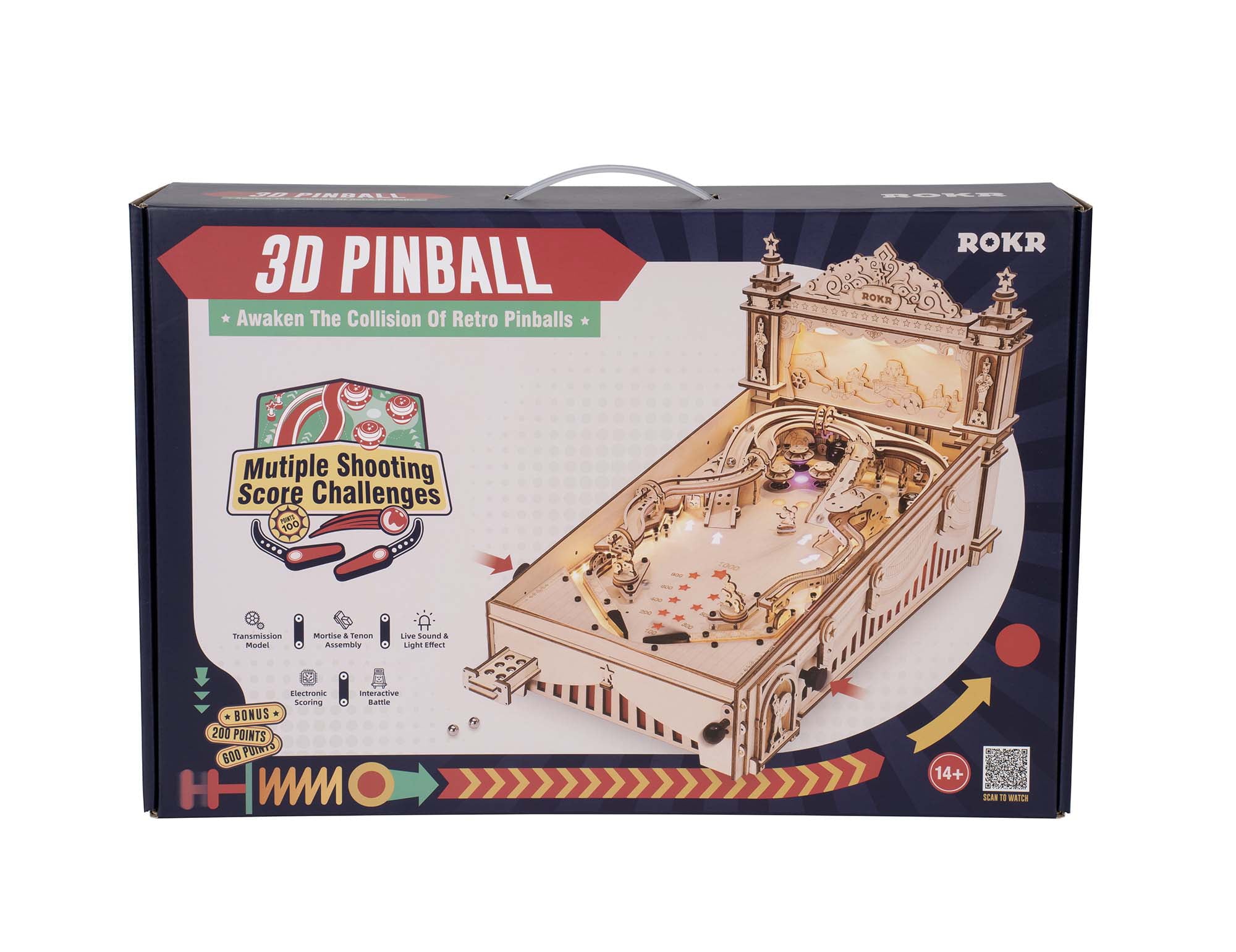 ROKR 3D Puzzle 3D Pinball Machine ,Retro Games Marble Run,Birthday Gift for Adult Kid,482 Pcs - Levo Sportswear