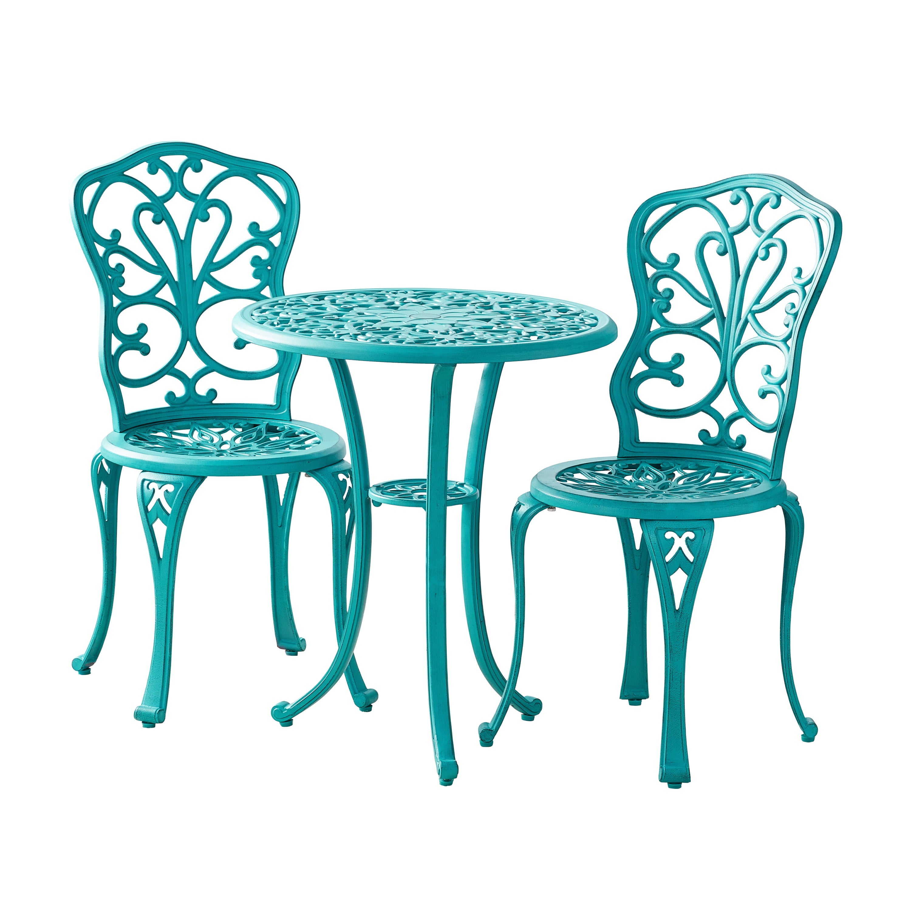 The Pioneer Woman Goldie 3-Piece Cast Aluminum Garden Bistro Set, Teal - Levo Sportswear