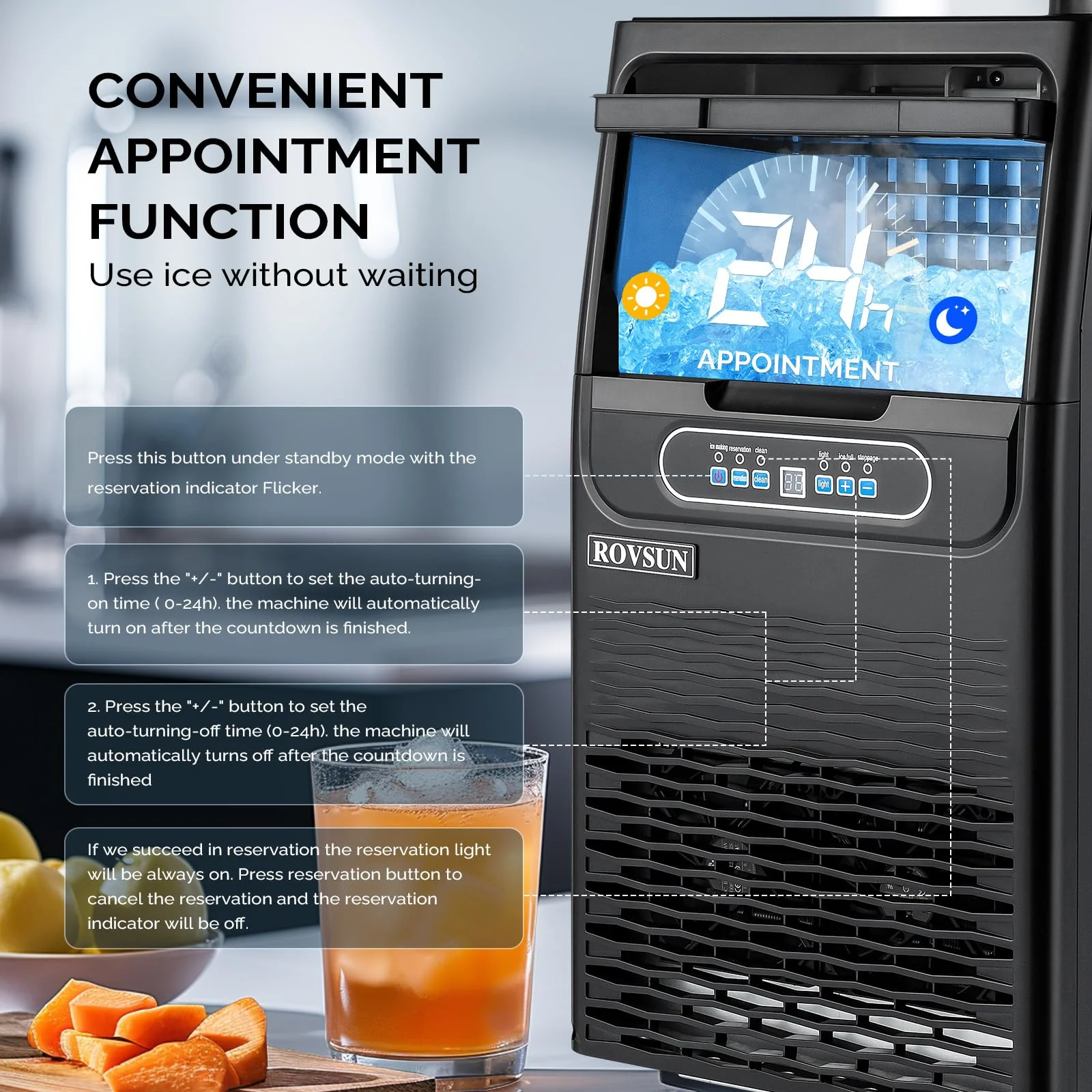 ROVSUN 90LBS/24H Ice Maker Machine with 2 Water Inlets - Levo Sportswear