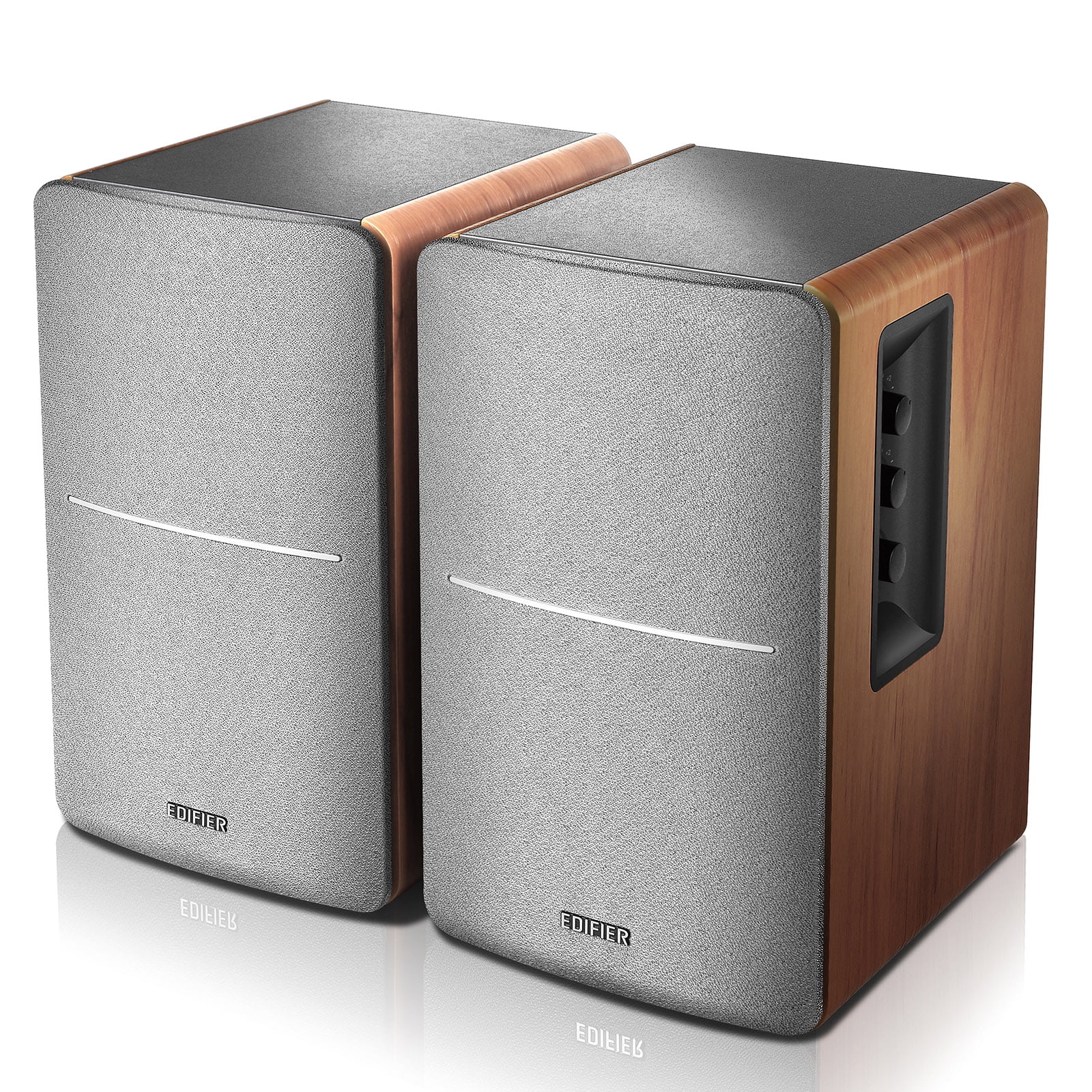 Edifier R1280DB Powered Bluetooth Bookshelf Speakers, 42W RMS, Wood Grain - Levo Sportswear