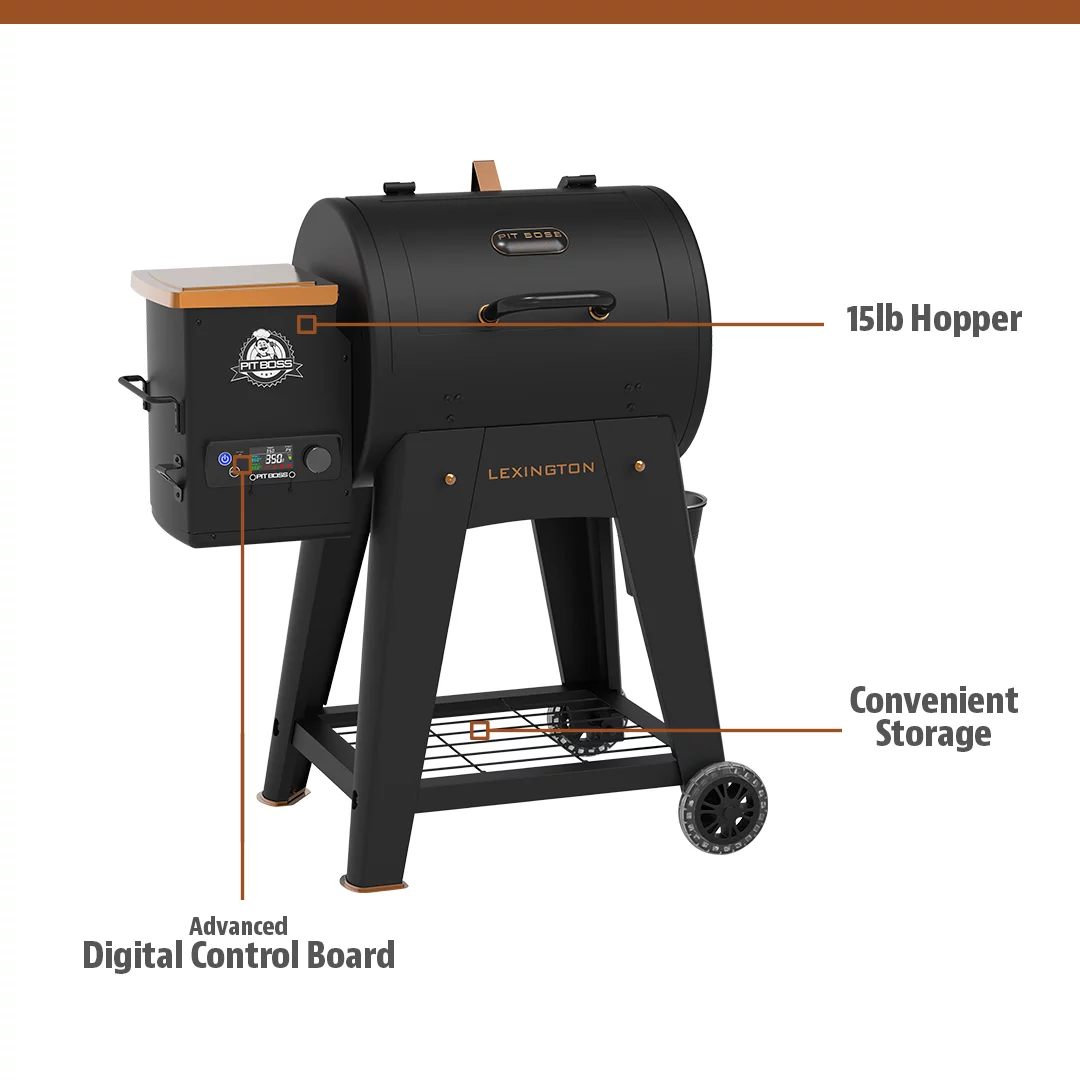 Pit Boss Lexington 500 Sq in Wood Fired Pellet Grill and Smoker – Onyx Series - Levo Sportswear