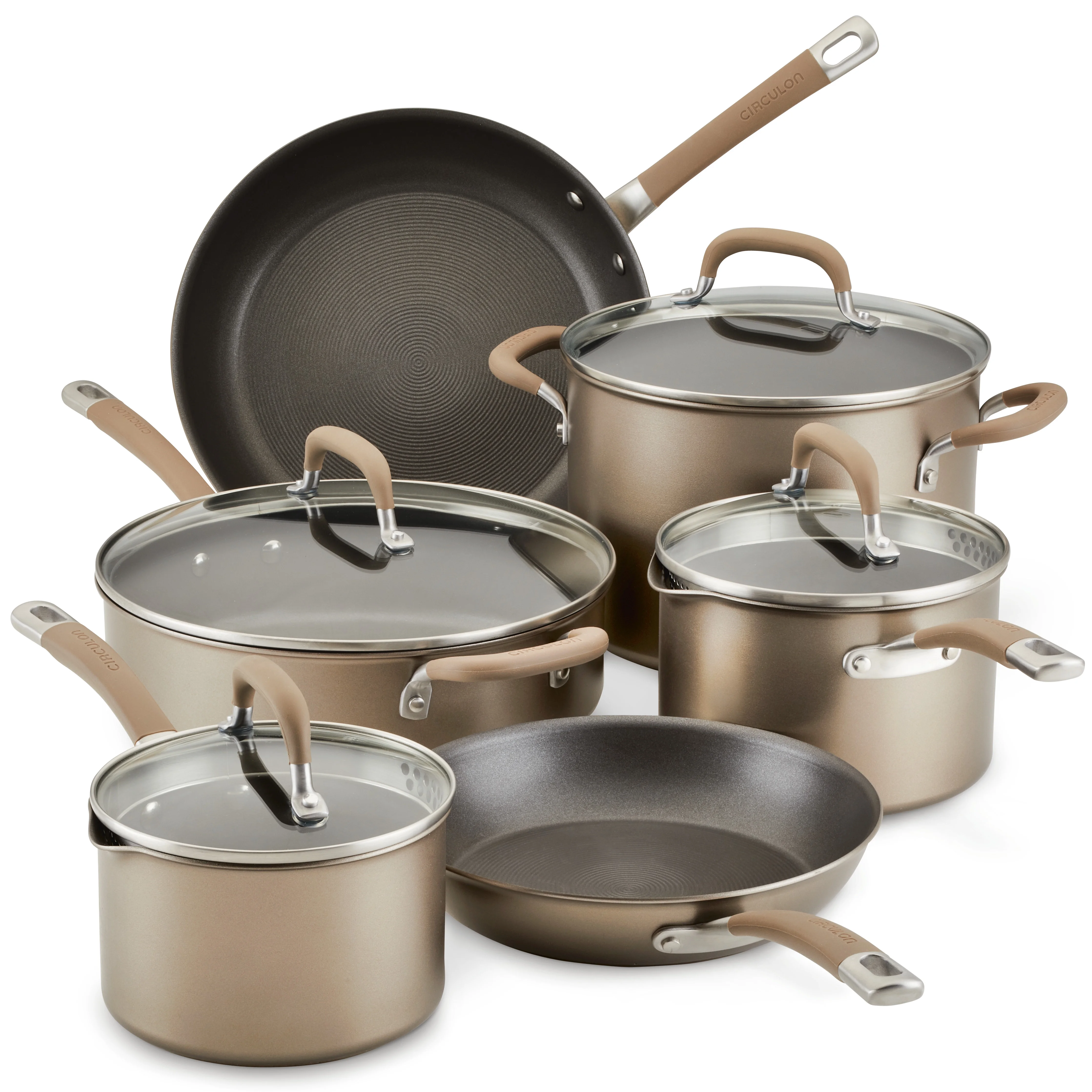 Circulon Premier Professional 10 Piece Nonstick Pots and Pans Induction Pots and Pans Set, Bronze - Levo Sportswear