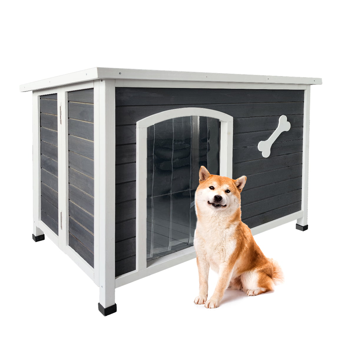 Outdoor Dog House, Large Wooden Waterproof Dog Cage, Windproof Warm Dog Kennel Easy to Assemble - Levo Sportswear