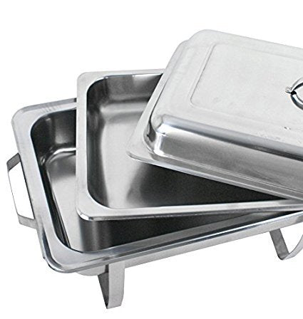 Zeny 4 Pack Premier Chafers Stainless Steel Chafing Dish 8 Qt. Full Size Buffet Trays Silver - Levo Sportswear