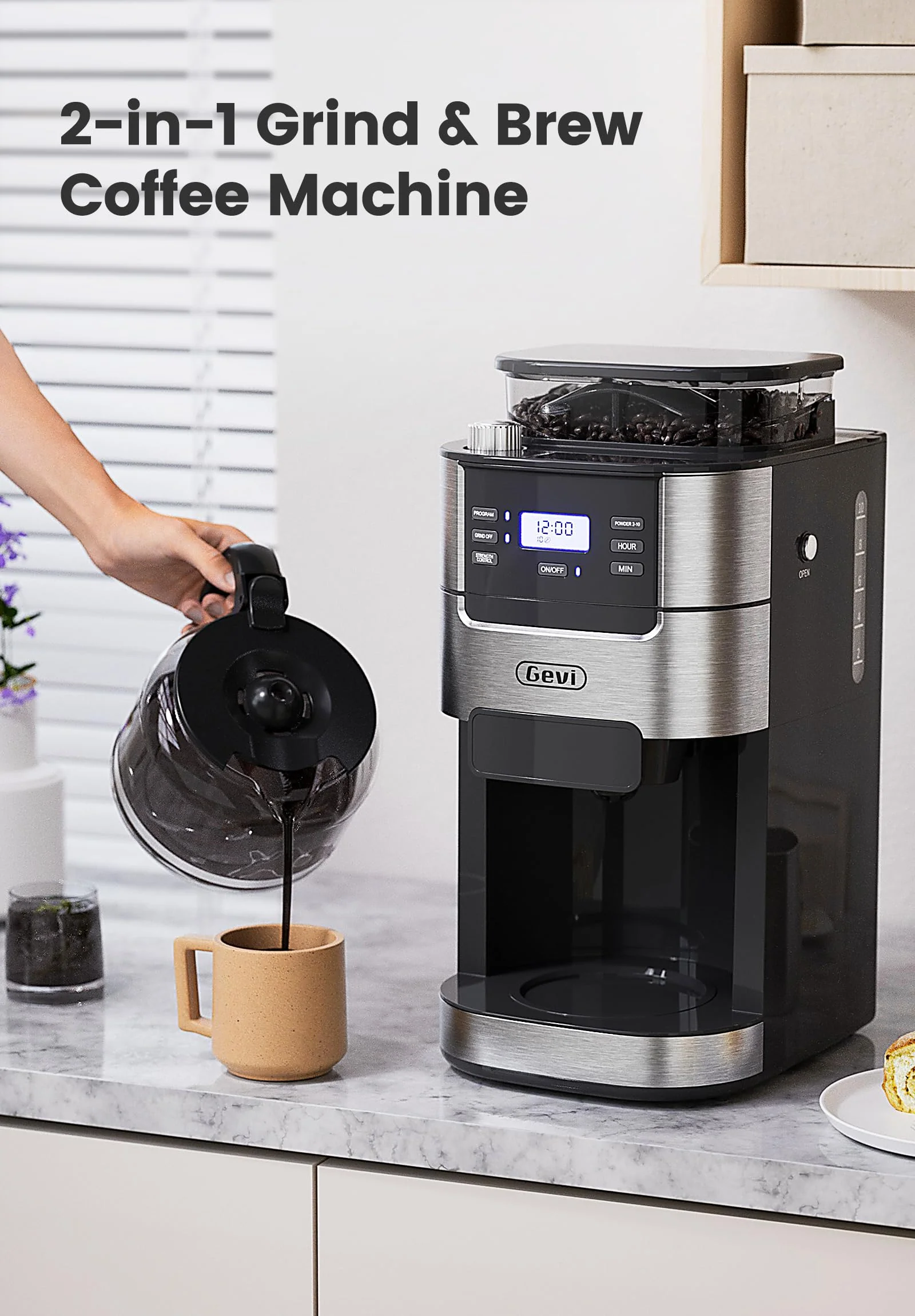 Gevi 10-Cup Coffee Maker with Built-in Grinder - Levo Sportswear