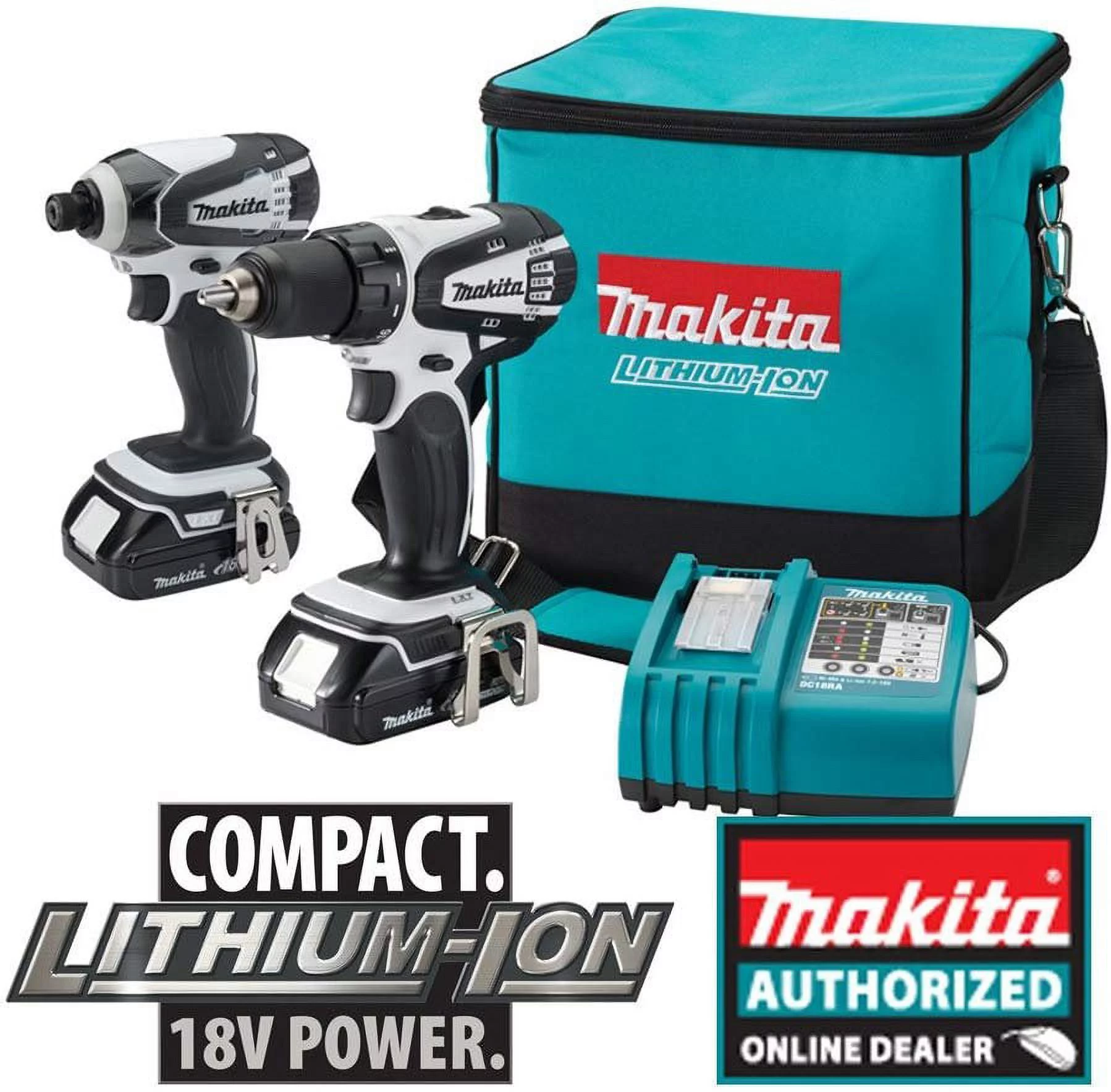 Makita LCT200W 18-Volt Compact Lithium-Ion Cordless Combo Kit, 2-Piece Discontinued by Manufacturer - Levo Sportswear