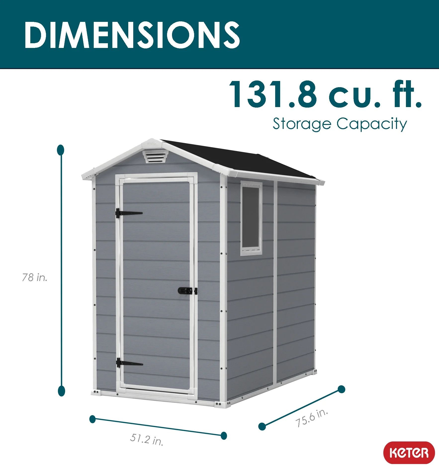 Keter Manor 4 ft. x 6 ft. Durable Resin Outdoor Storage Shed With Heavy Duty Floor and Locking Door, Gray and White - Levo Sportswear