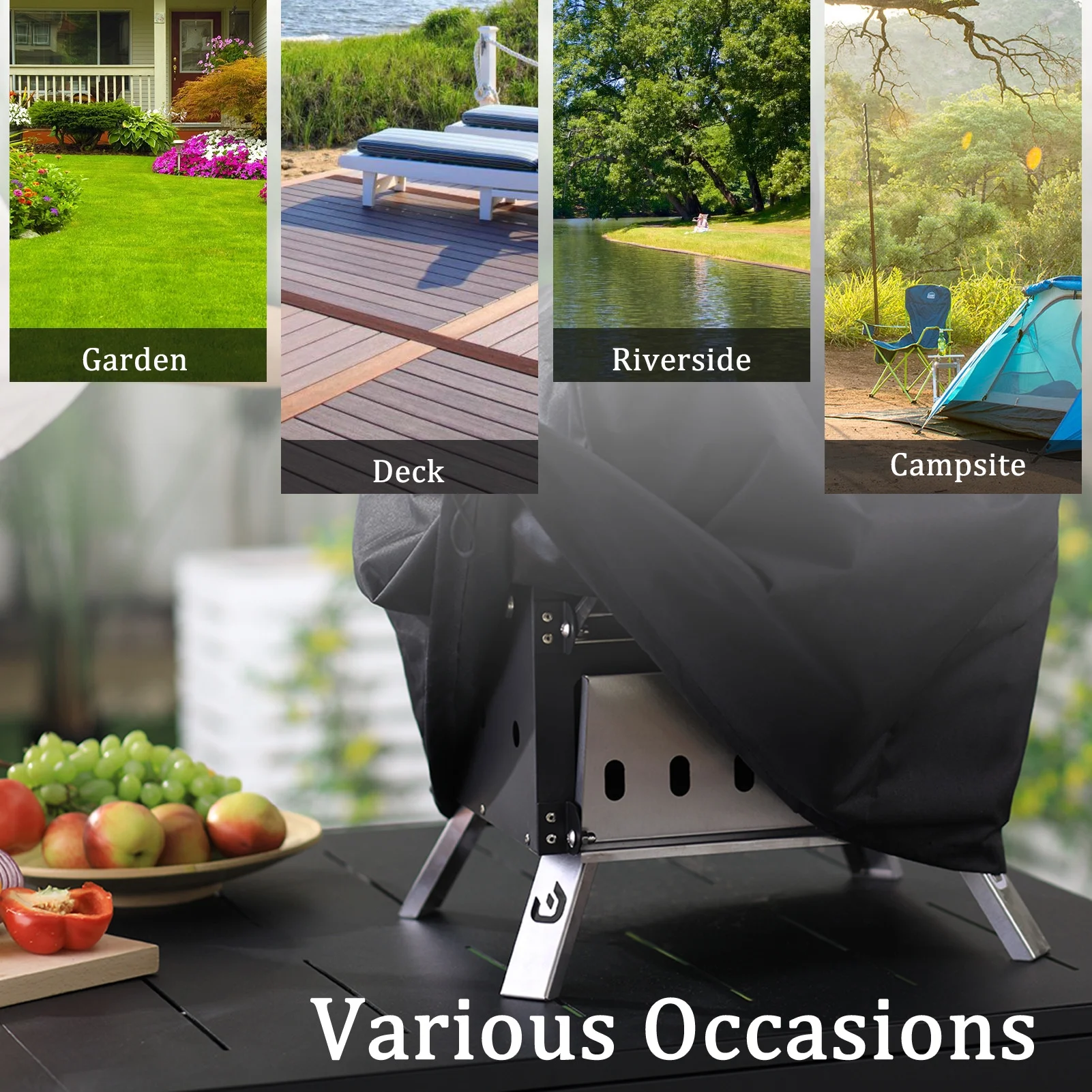 Outdoor Pizza Oven Wood Burning for Cooking 2 Pizzas Outside Pizza Maker with Pizza Stone, Pizza Peel,  - Black + Silver - Levo Sportswear