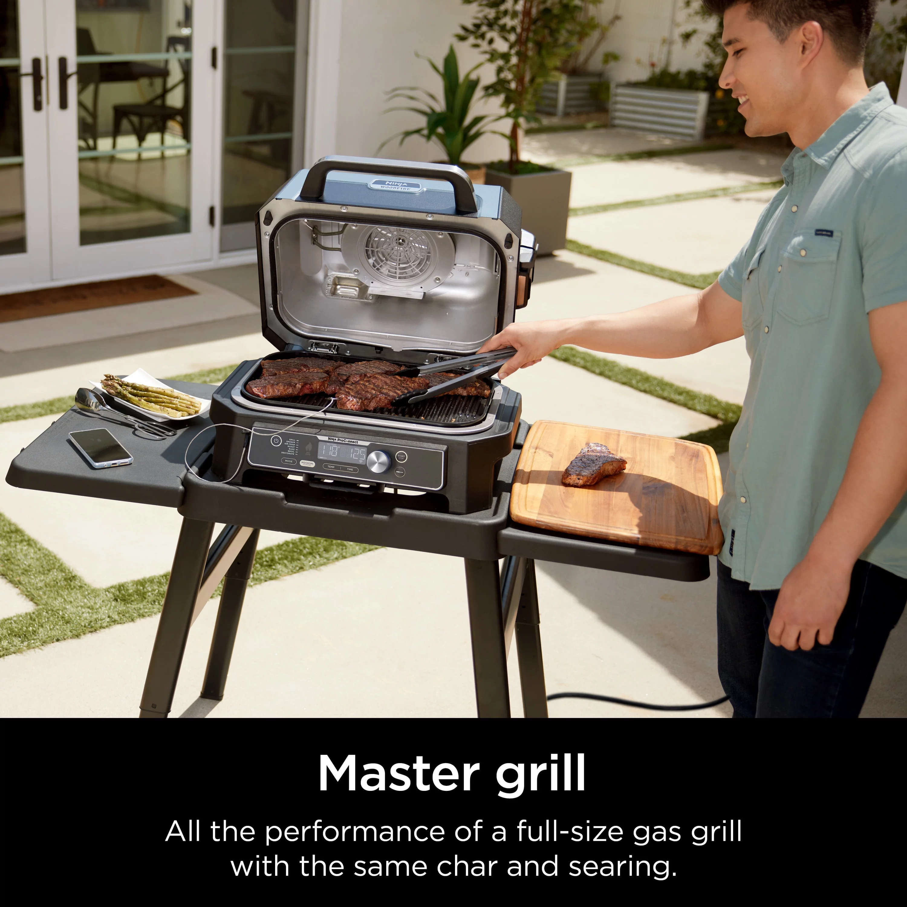 Ninja Woodfire ProConnect XL Outdoor 7-in-1 Grill & Smoker, App Enabled, Outdoor Air Fryer, Woodfire Technology, OG900 - Levo Sportswear