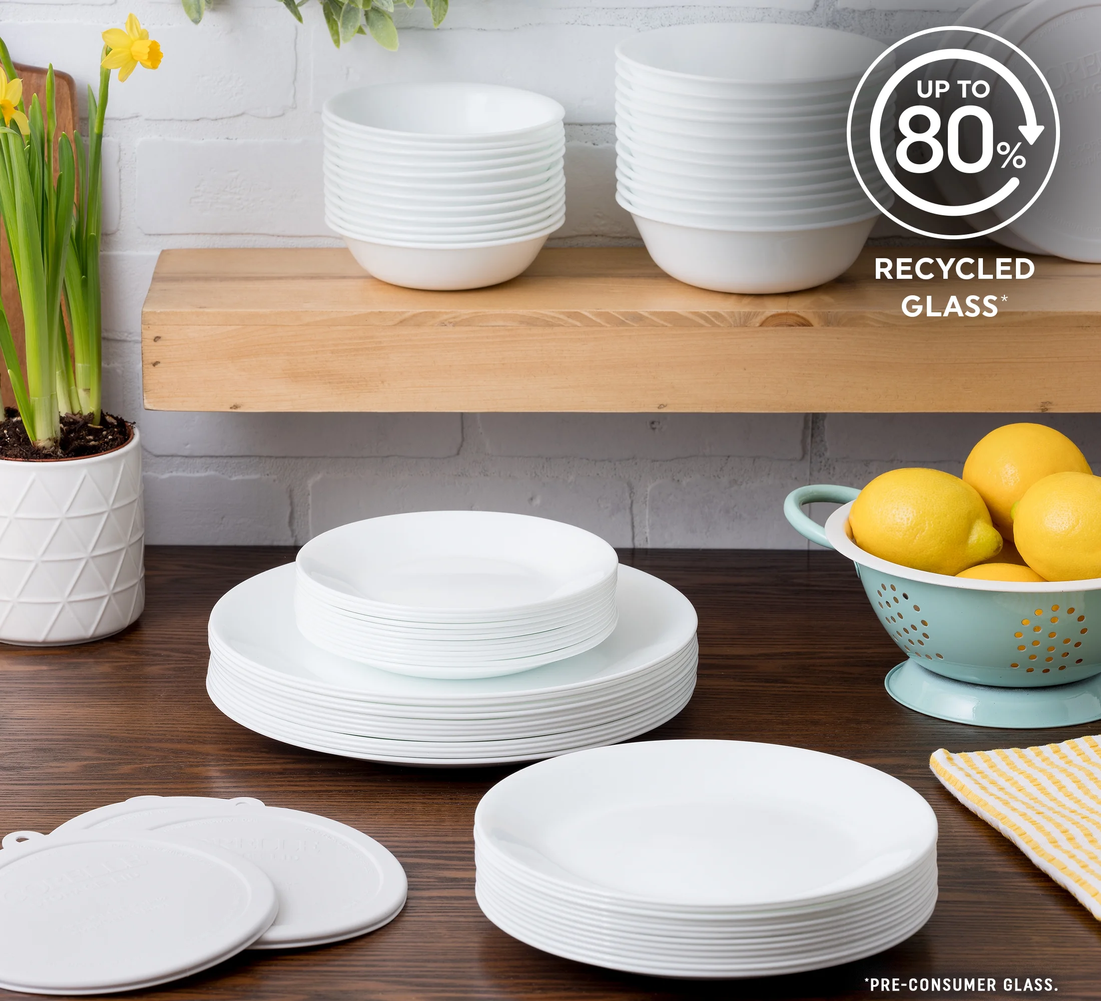Corelle 66-Piece Winter Frost White Glass Dinnerware Set (Service for 12) - Levo Sportswear