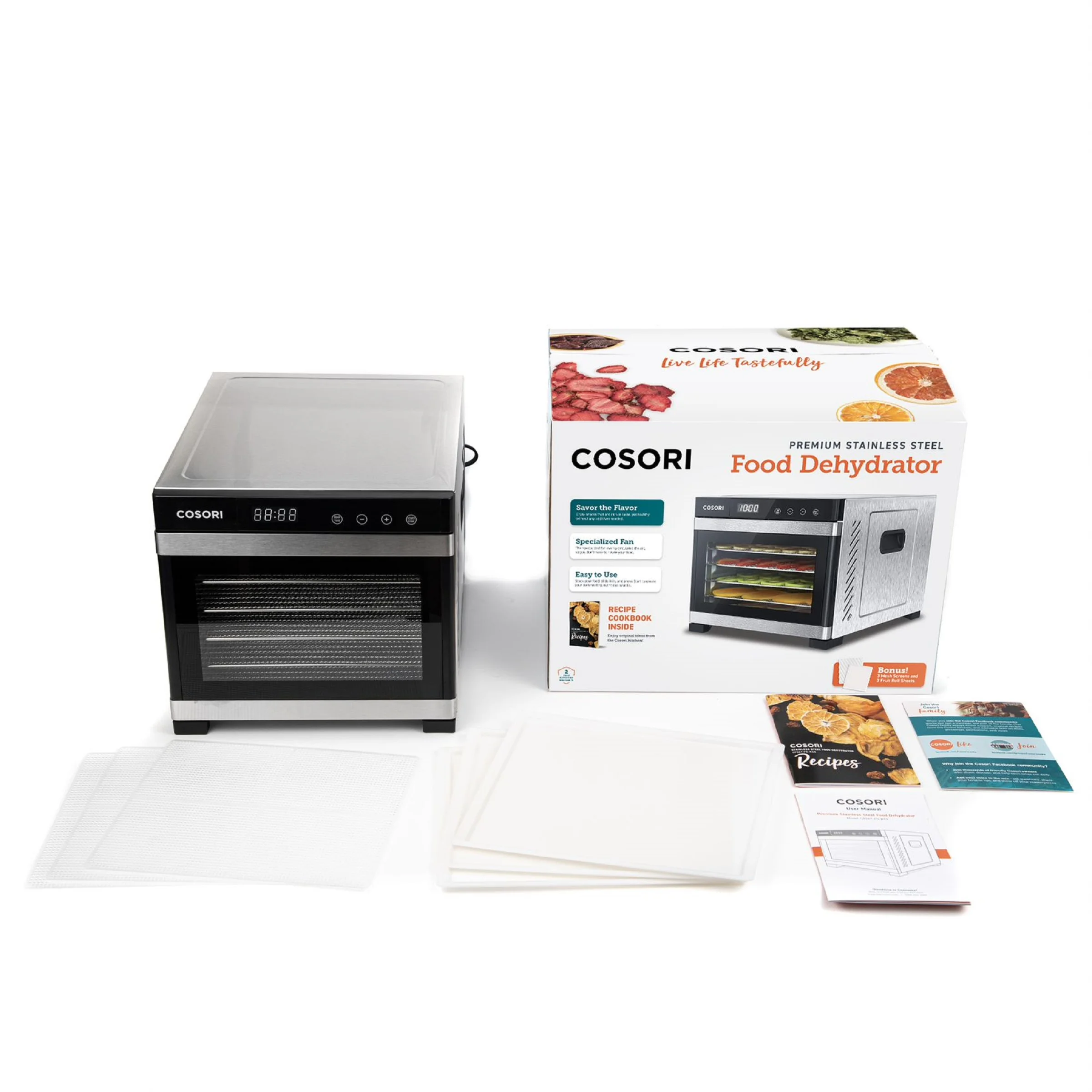 COSORI Food Dehydrator with 6 Stainless Steel Trays, 600W, Extra Bonus, Silver, CP267-FD-RXS - Levo Sportswear