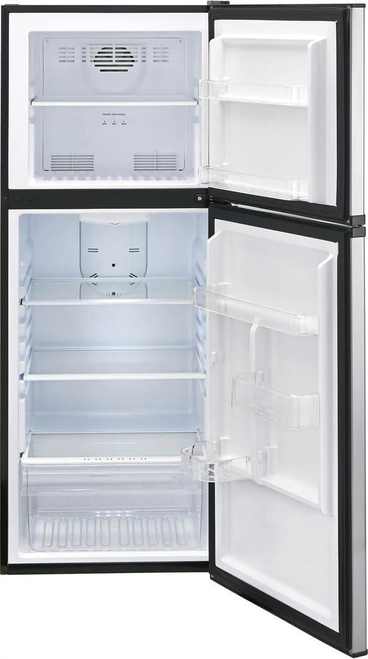 Haier HA10TG21SS 24 Top Freezer Refrigerator with 9.8 cu. ft. Total Capacity Frost-Free and Glass Shelves in Stainless - Levo Sportswear