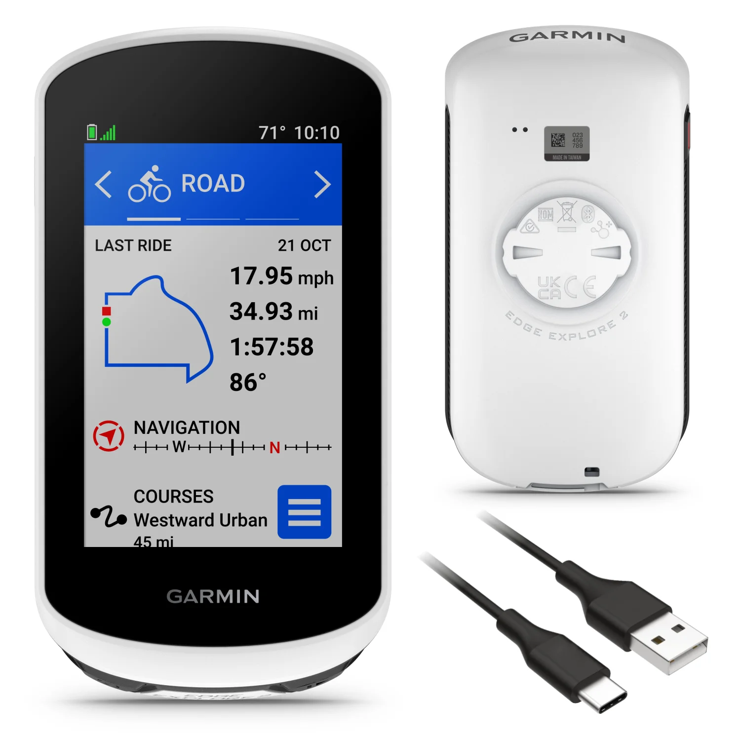 Garmin Edge Explore 2, Easy-to-Use GPS Cycling 3in Touchscreen Navigator with Power Bank Bundle - Levo Sportswear