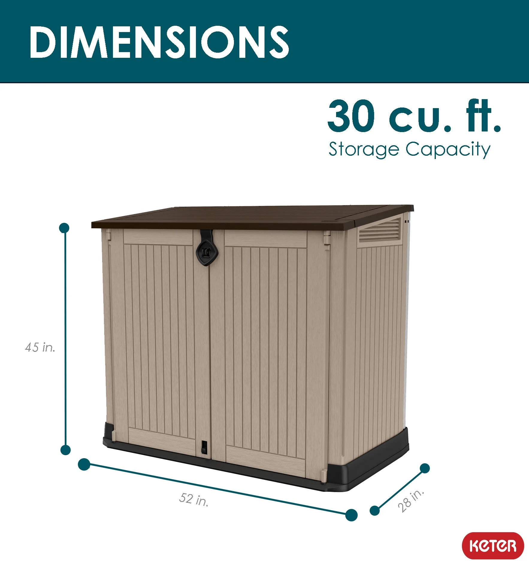 Keter Store-It-Out Midi Horizontal Durable Resin Outdoor Storage Shed With Heavy Duty Floor and Locking Latch, Beige - Levo Sportswear