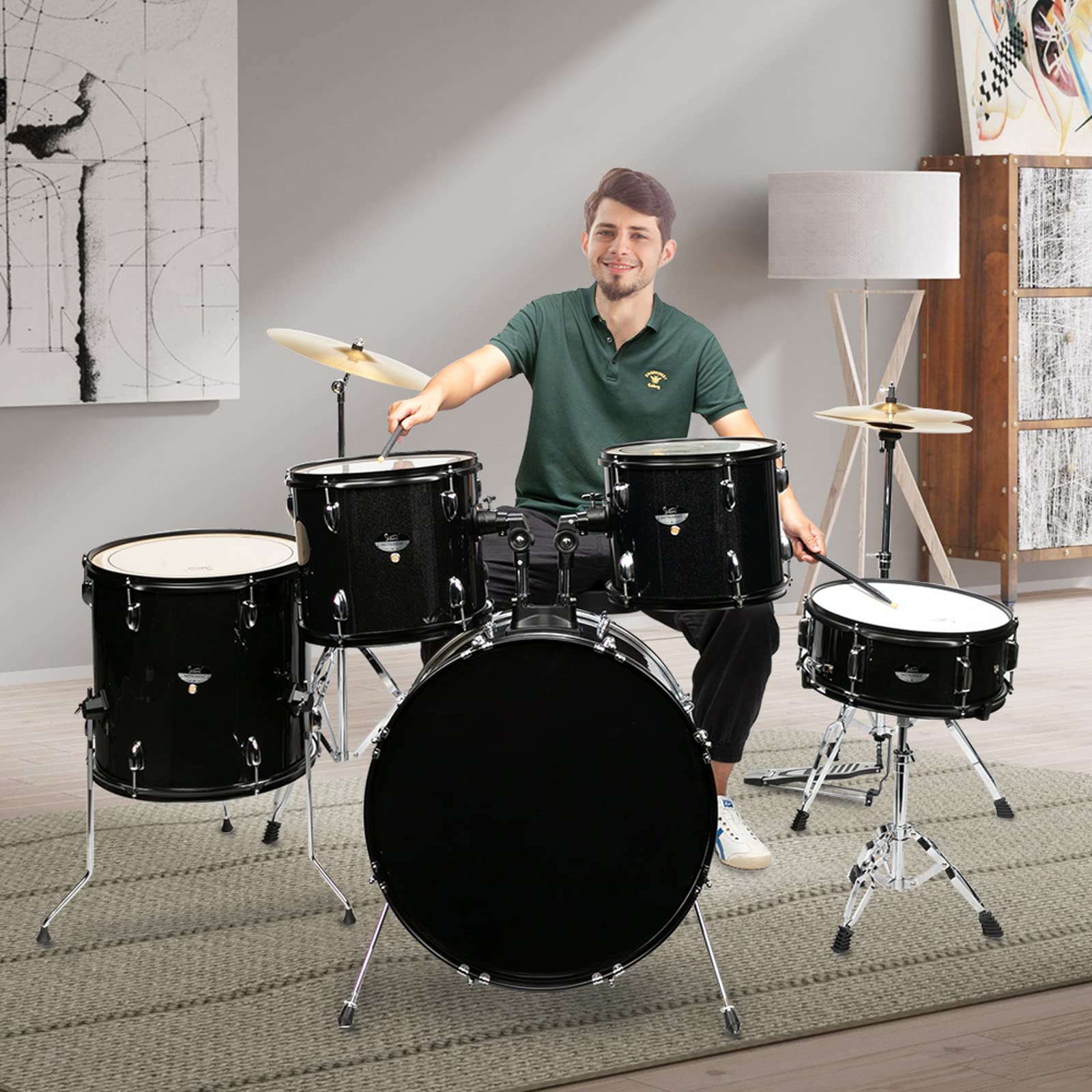 Ktaxon 5-Piece Adult Drum Set, 22 Inch Full-Size Drums Kit - Levo Sportswear