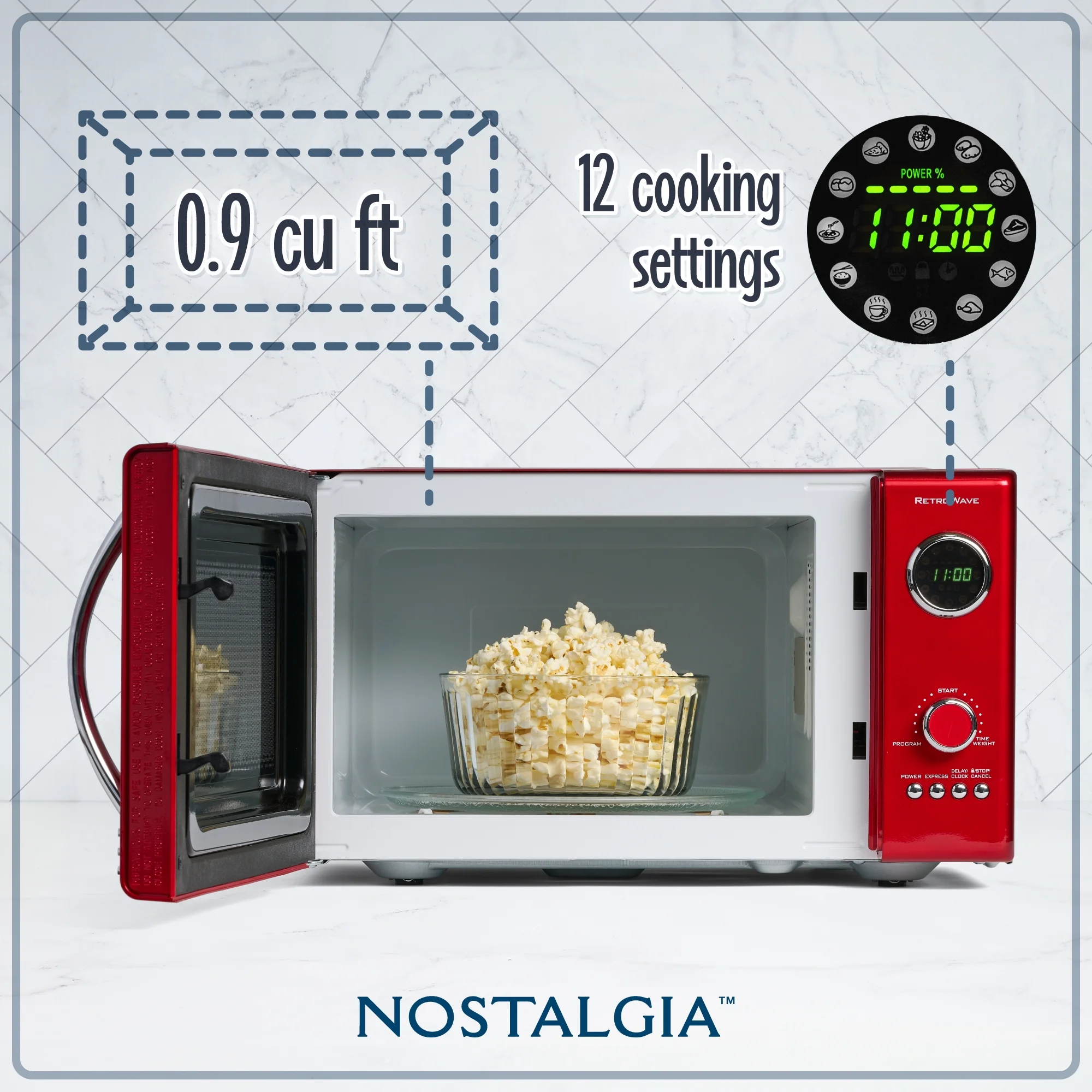 Nostalgia Retro Microwave for Countertop 0.9 cu ft Vintage Microwave, Red - Levo Sportswear