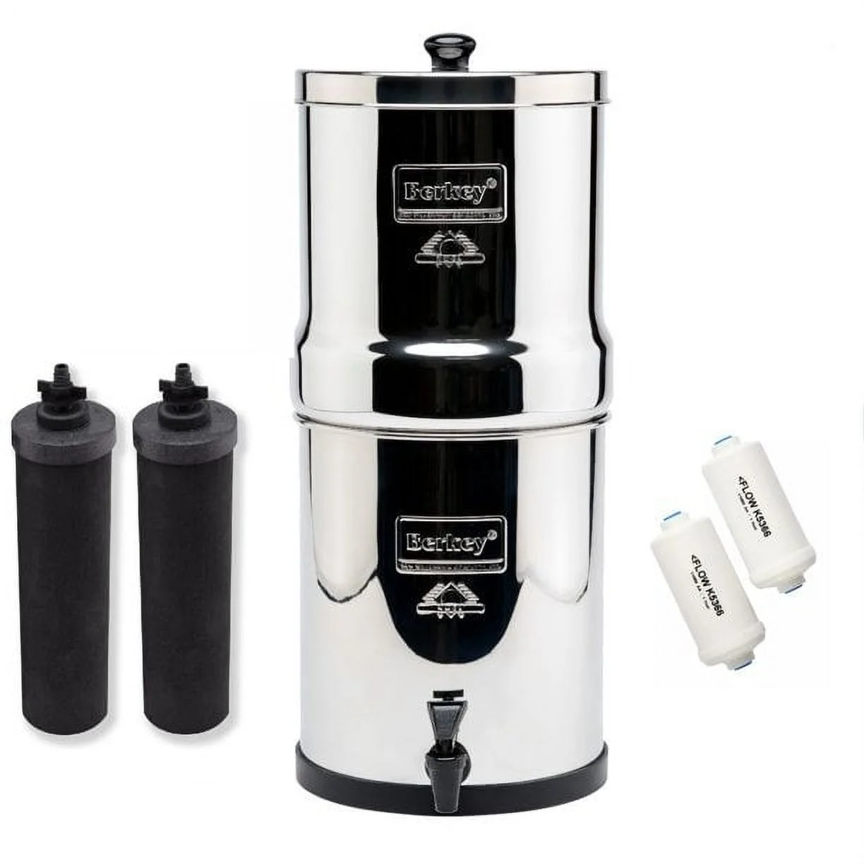 Big Berkey BK4X2 Countertop Water Filter System with 2 Black Berkey Elements and 2 Fluoride Filters - Levo Sportswear