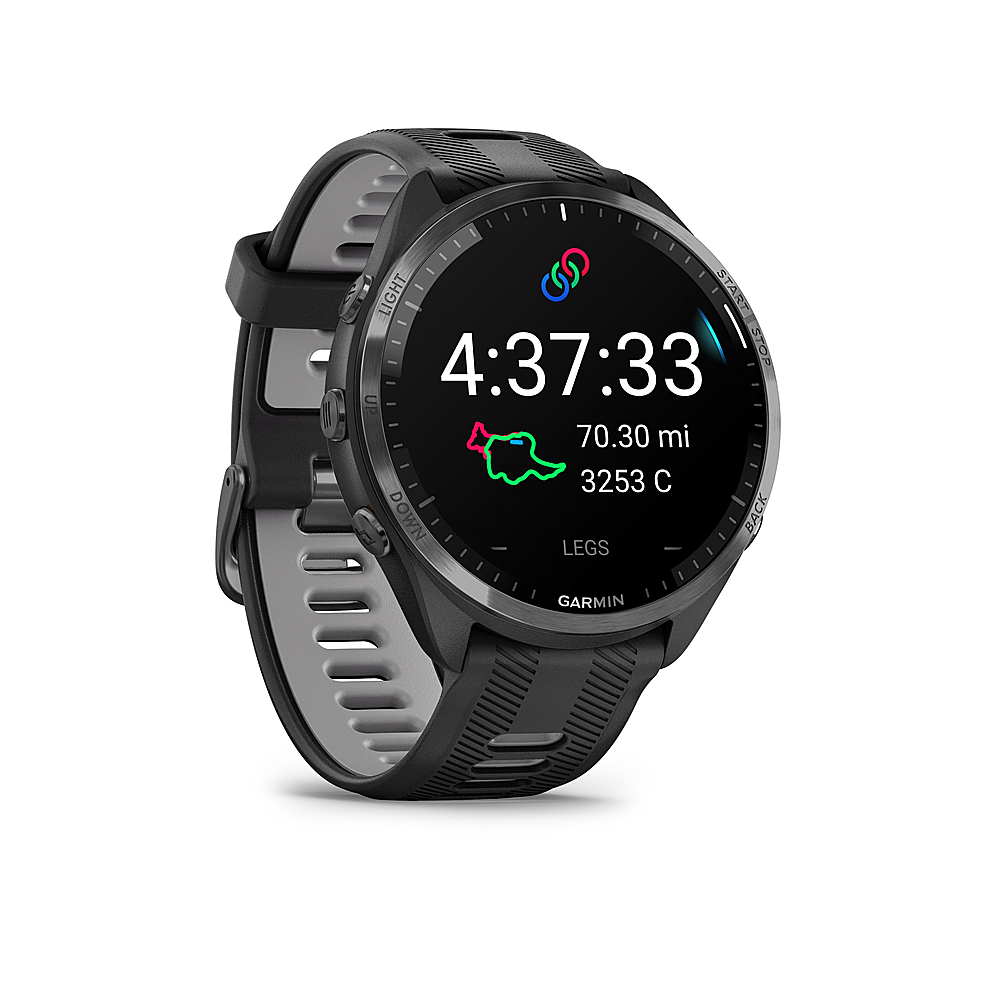 Garmin - Forerunner 965 GPS Smartwatch 47 mm Fiber-reinforced polymer - Carbon Gray TLC/Titanium - Levo Sportswear