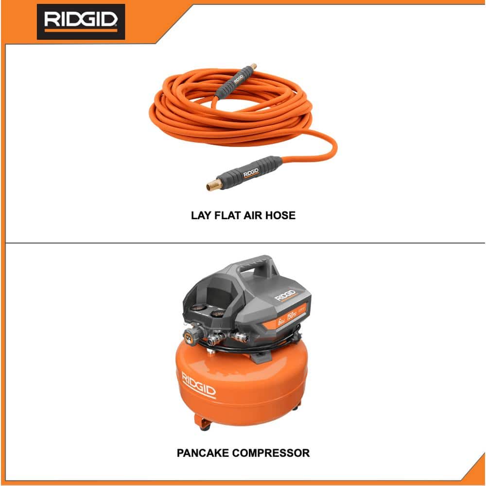 6 Gal. Portable Electric Pancake Air Compressor with 1/4 in. 50 ft. Lay Flat Air Hose OF60150HB-R5025LF - Levo Sportswear