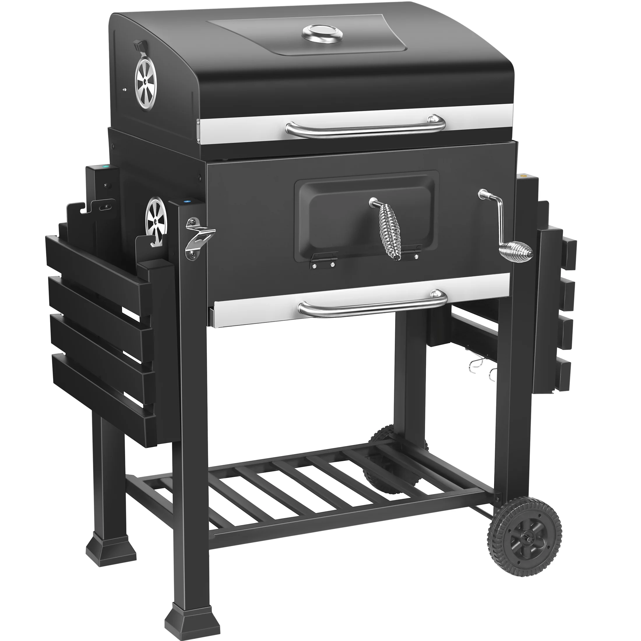 SUGIFT 24-inch Charcoal BBQ Grill with 2 Folding Side Shelves, Black - Levo Sportswear