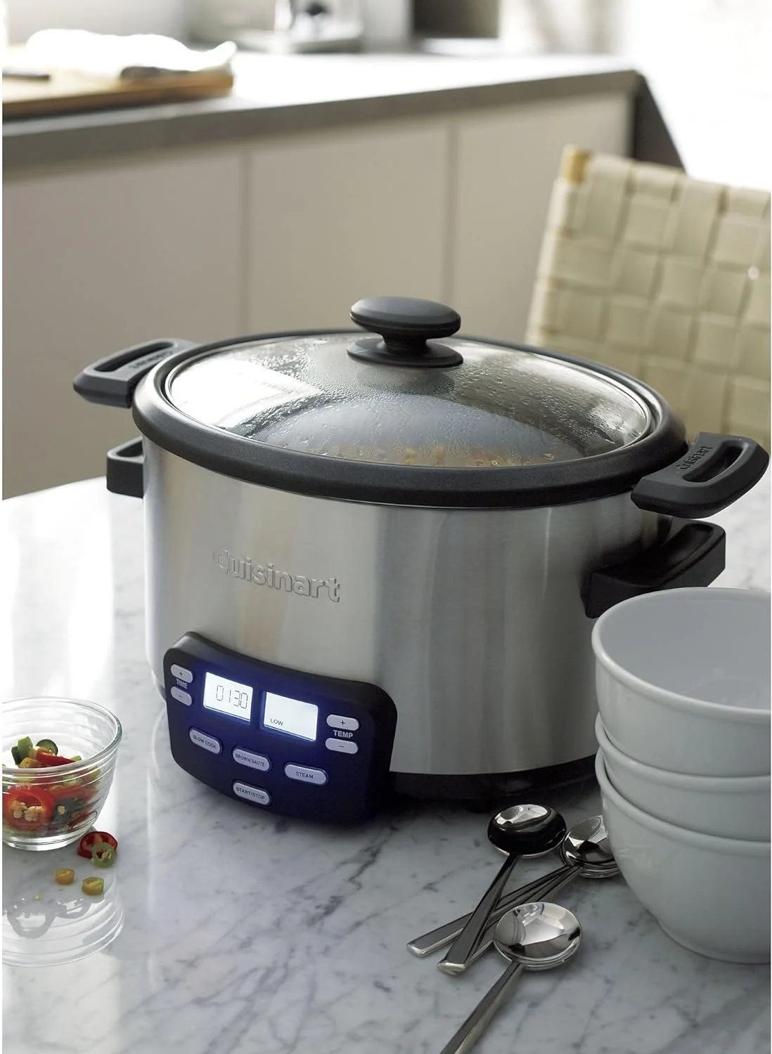 MSC-400 3-In-1 Cook Central 4-Quart Multi-Cooker: Slow Cooker, Brown/Saute, Steamer, Silver - Levo Sportswear