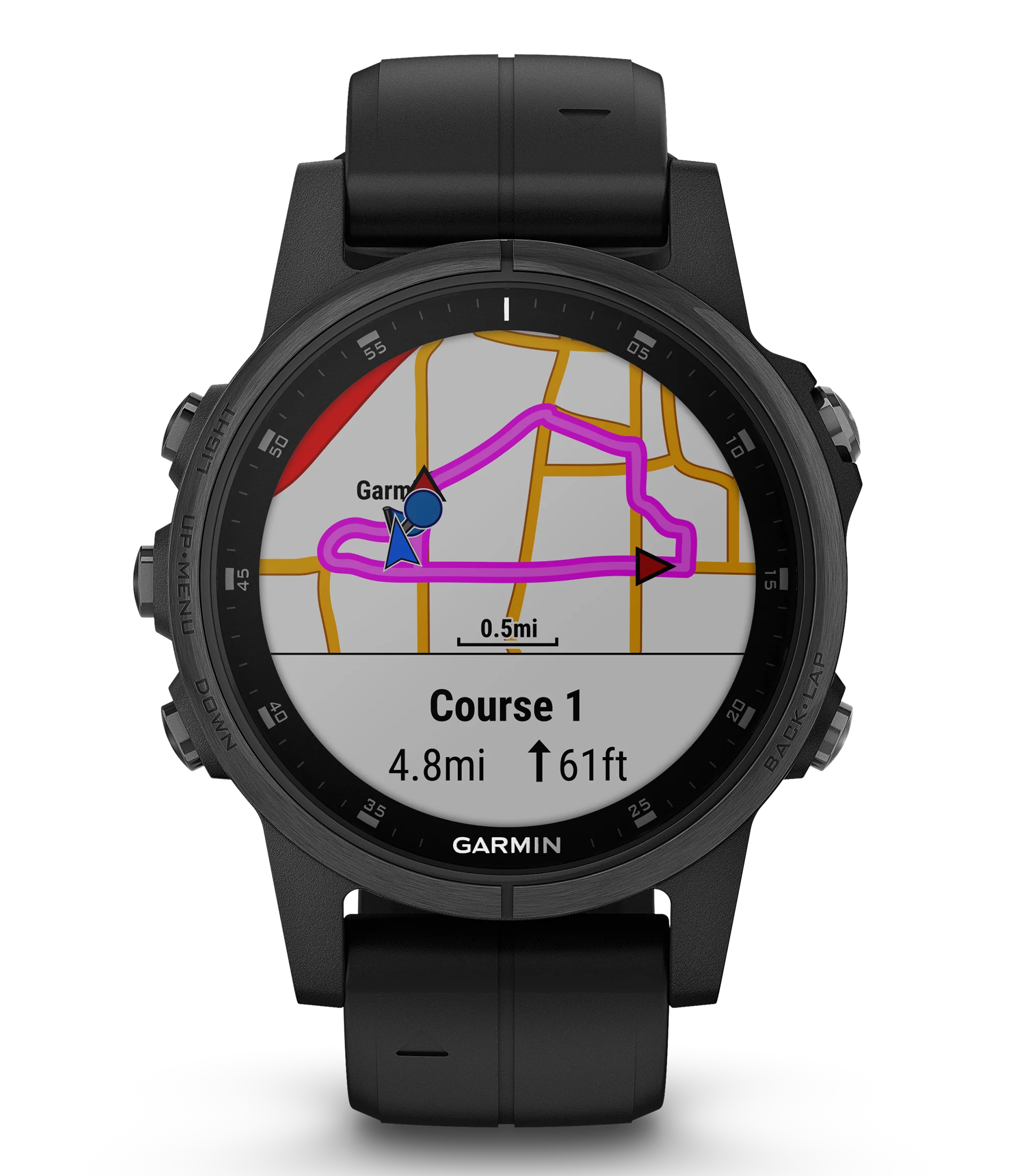 Garmin Fenix 5S Plus Sapphire Smart Watch, Black with Black Band - Levo Sportswear