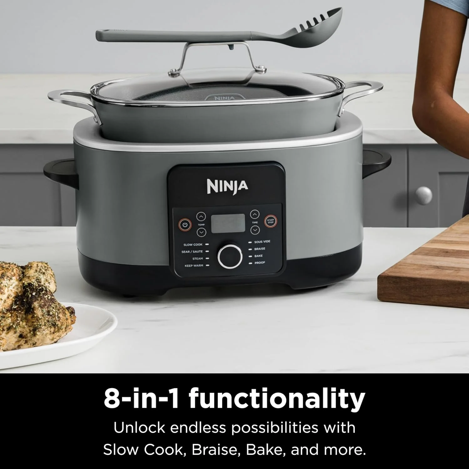YUQIN 8.5 Quart 8-in-1 Multi-Cooker and Slow Cooker - Sea Salt Gray - Levo Sportswear