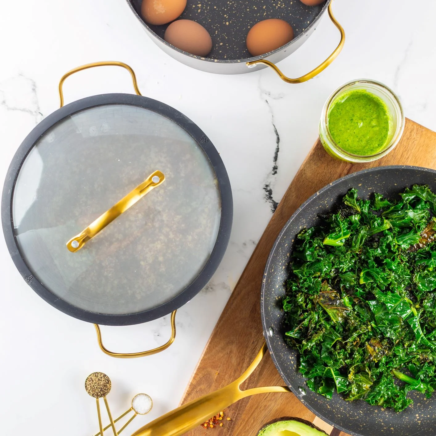 Thyme & Table Non-Stick 12-Piece Signature Cookware Set, Black & Gold - Levo Sportswear