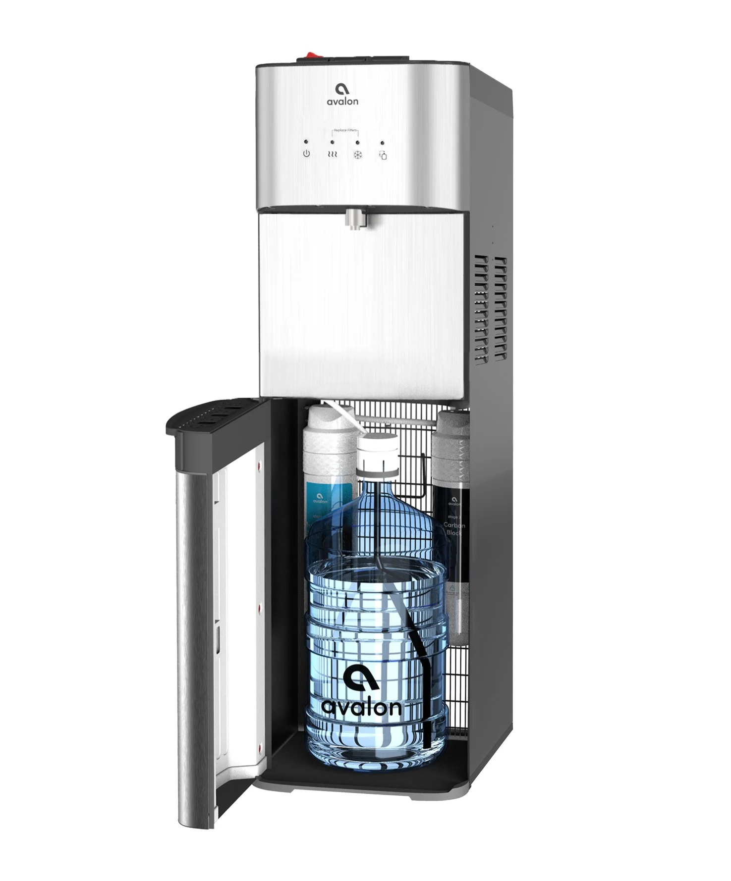 Avalon Bottom Loading Water Dispenser with Filtration, 3 Temperature Settings - Stainless Steel - Levo Sportswear