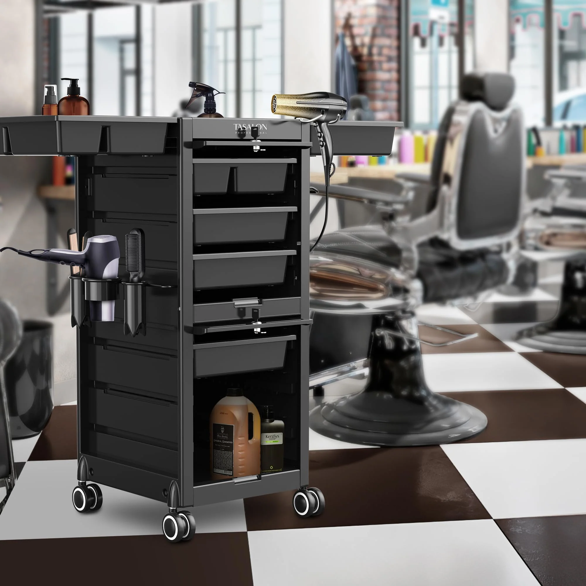 TASALON Lockable Salon Trolley Cart with 6 Drawers - Levo Sportswear