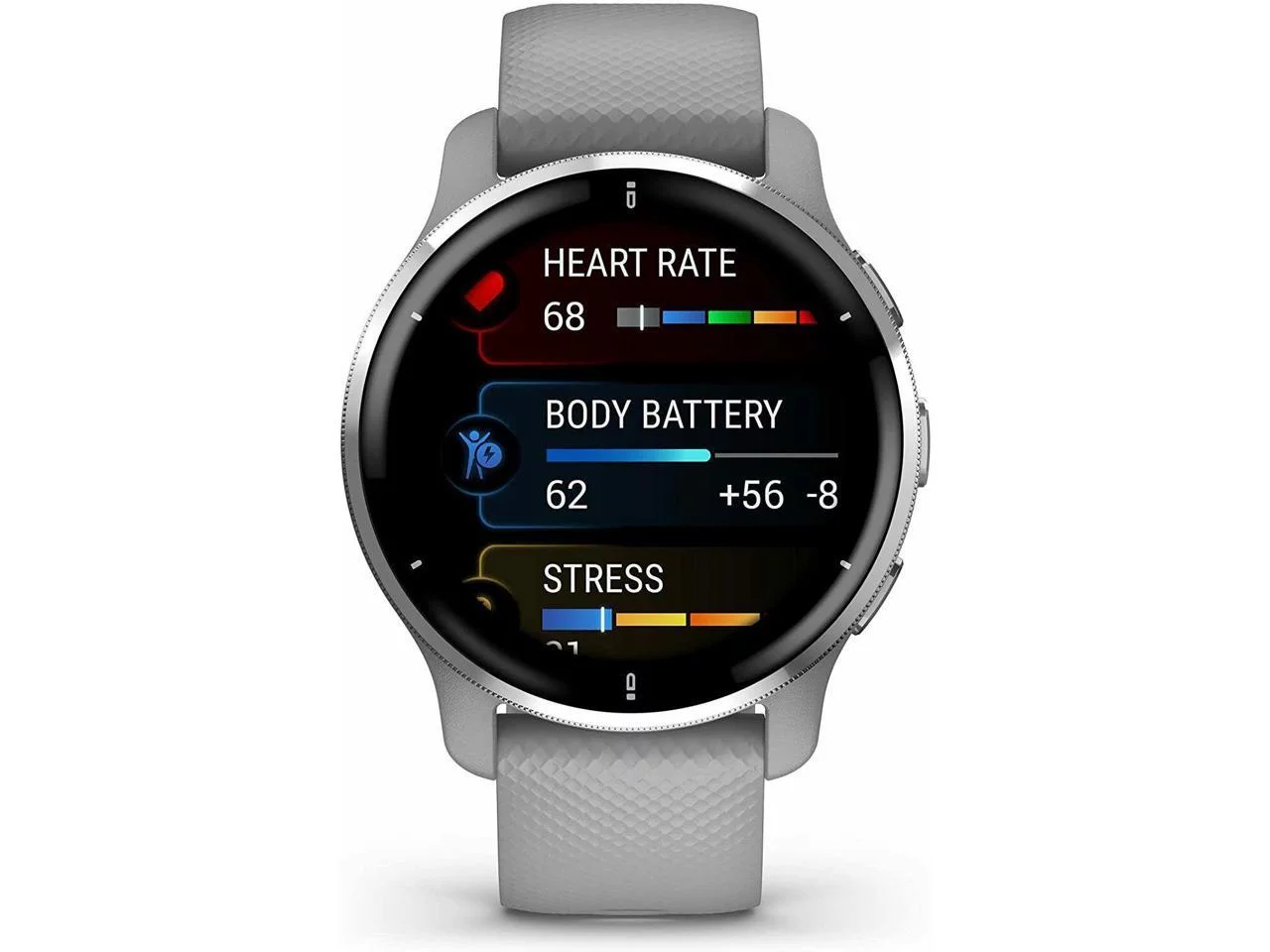 Garmin Venu 2 Plus GPS Multisport Smartwatch, Silver Bezel with Powder Gray Case - Levo Sportswear