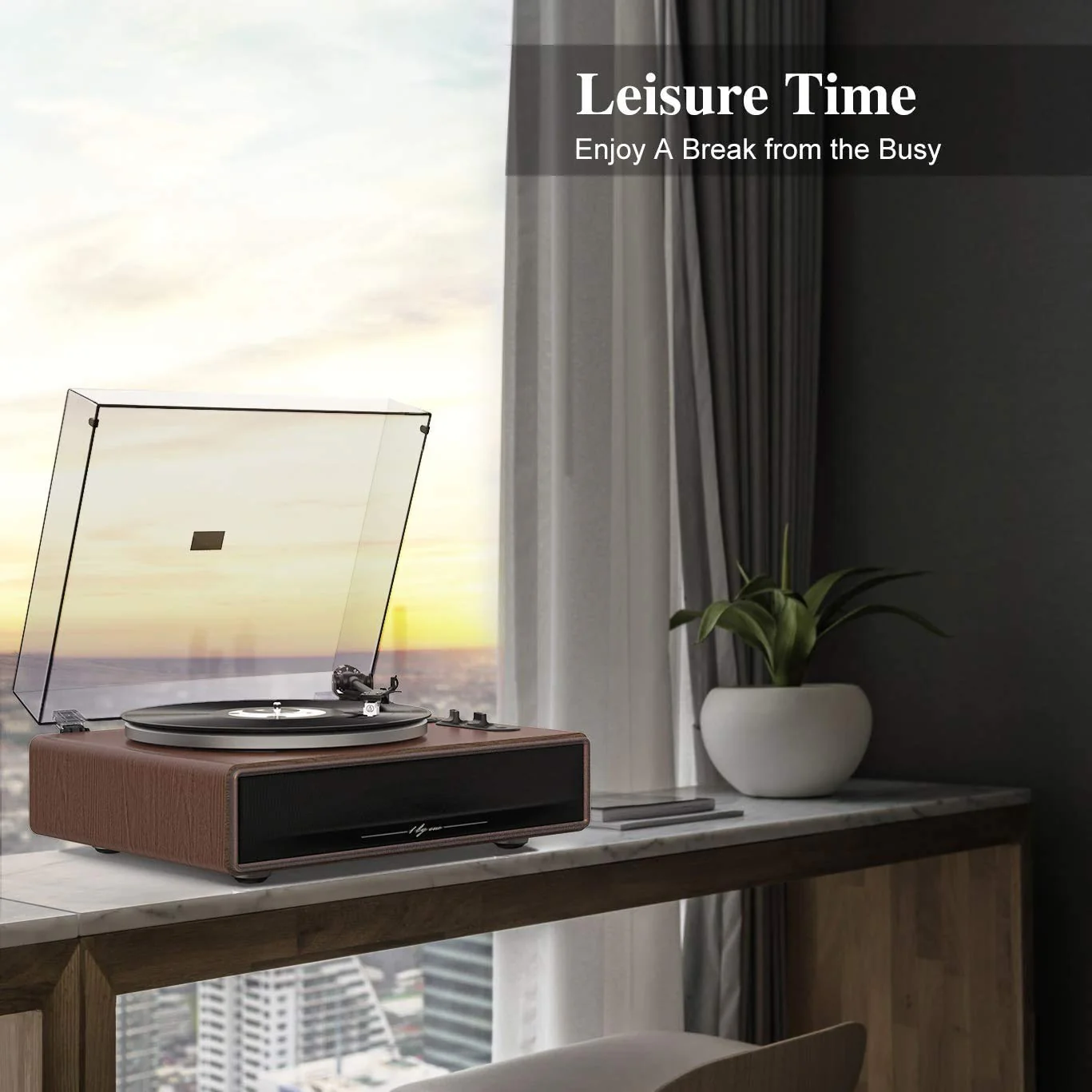 1 by ONE High Fidelity Belt Drive Turntable with Built-in Speakers - Levo Sportswear